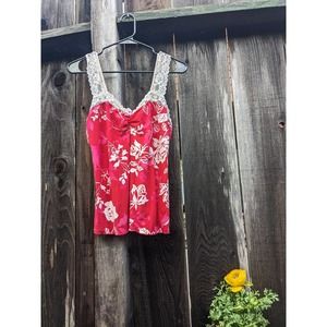 Y2K Floral Rose Plus Size Lace Stretchy Cami Size XL
